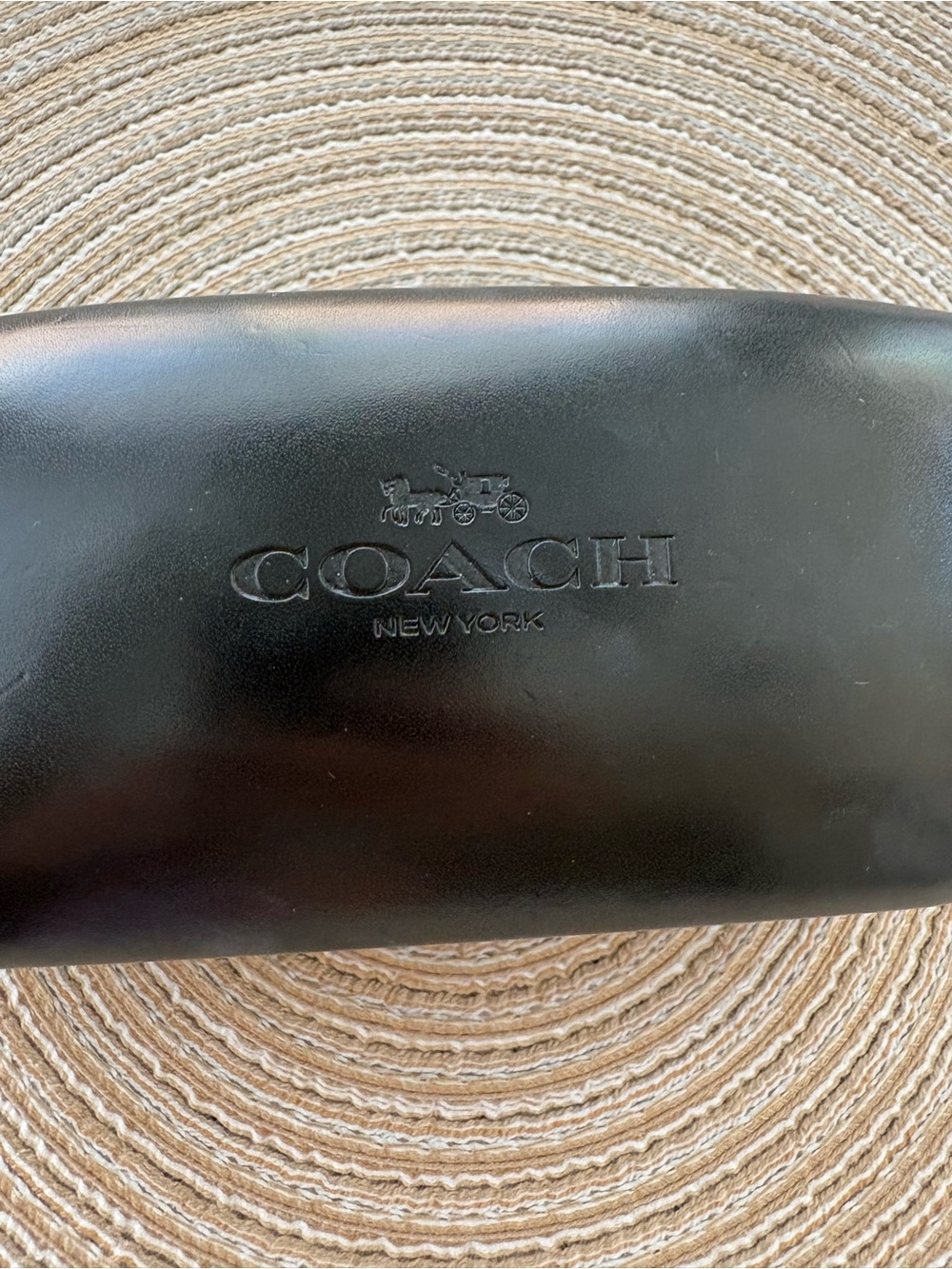 Coach Black Embossed Leather Glasses Case
